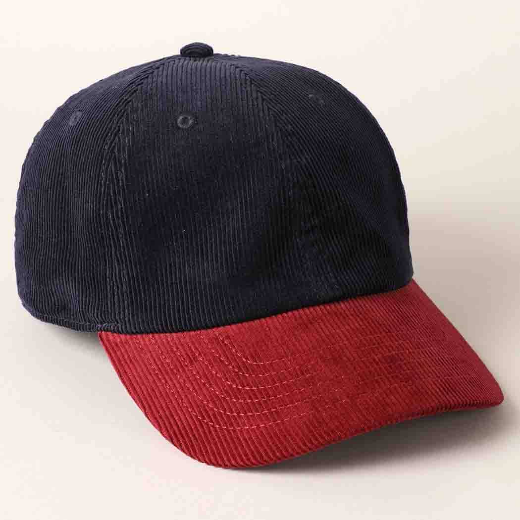Fashion City - Wholesale Baseball Cap - Unisex - Corduroy Two-Tone Adjustable Baseball Cap4