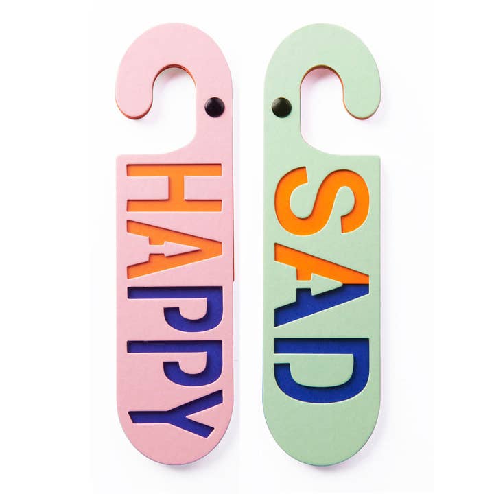 Door hanger HAPPY | SAD Pink | Green for wholesale by PUKI WUKI