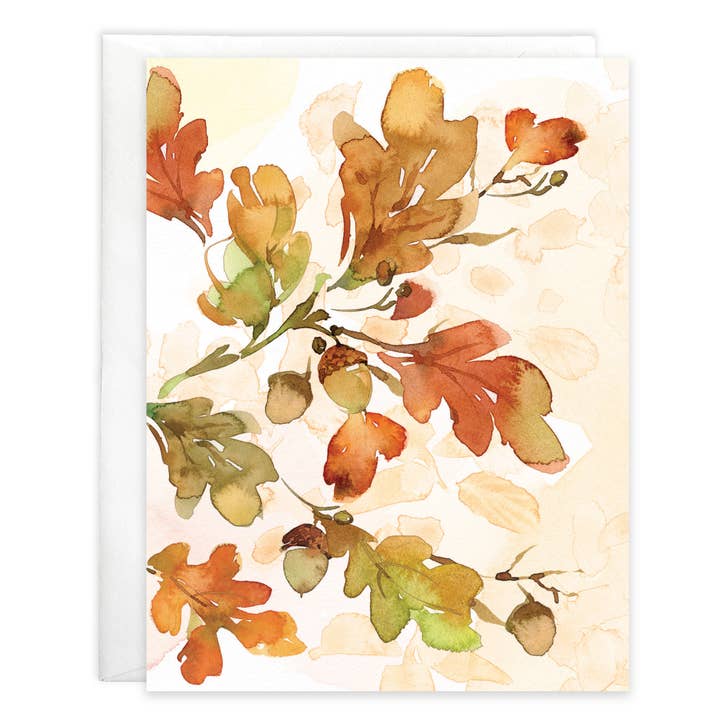 Boxed/Holiday Thank You Blank - Oak Leaves for wholesale by GINA B DESIGNS
