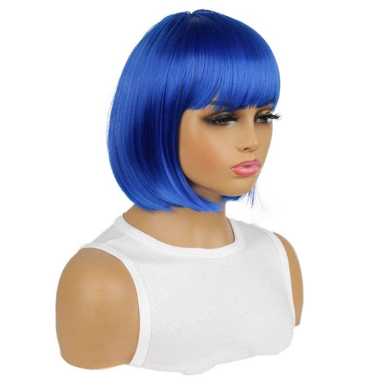 NAVY BLUE Short Bob Wig With Bangs - Hairpiece For Women for wholesale on Faire2
