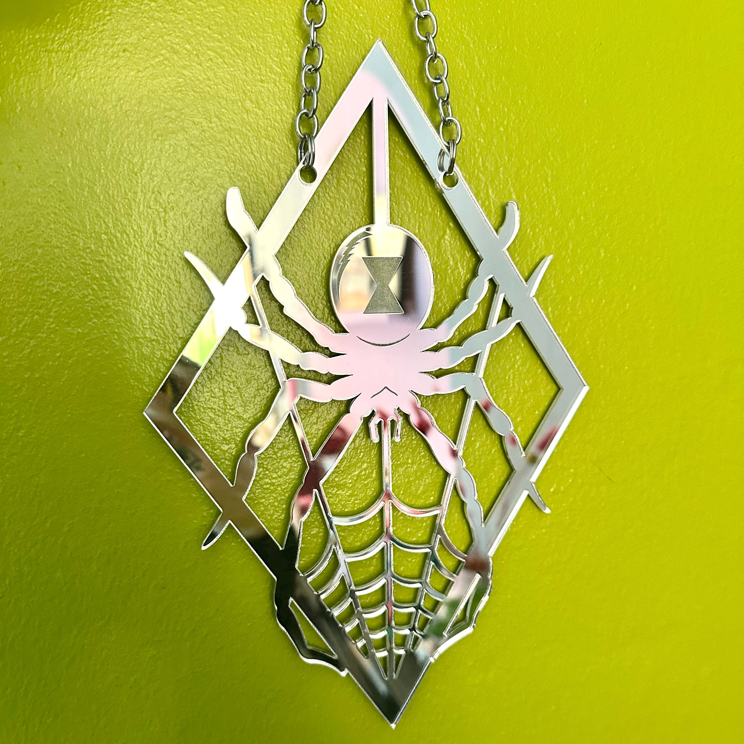 Foolish Fetish - Wholesale Wall Accent - Diamond Spiderweb Widow Mirror Wall Hanging Art1