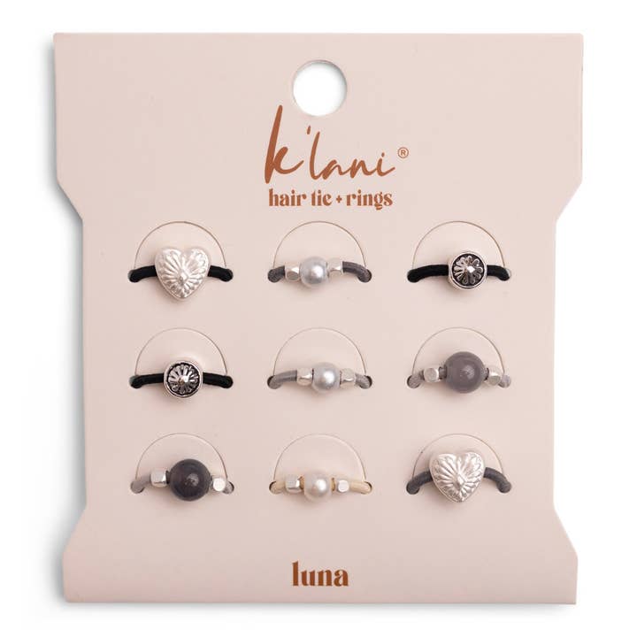 "Luna" Silver and Cool Tones Hair Tie Rings for wholesale by K'lani hair tie bracelets