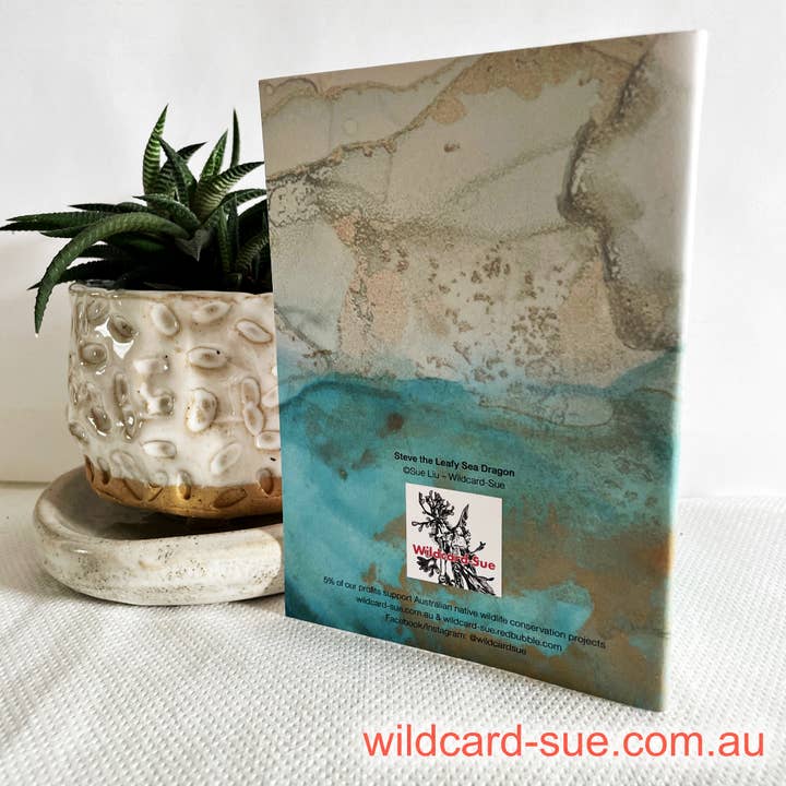 @wildcardsue - Wholesale Everyday greeting card - Leafy Seadragon card - Steve the Leafy Seadragon - Splashy1