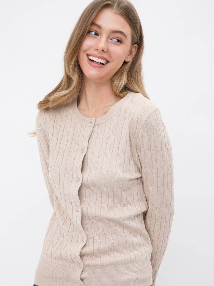 .0107 Cable-knit Fitted Sweater Cardigan SI-23385 for wholesale by 42POPS