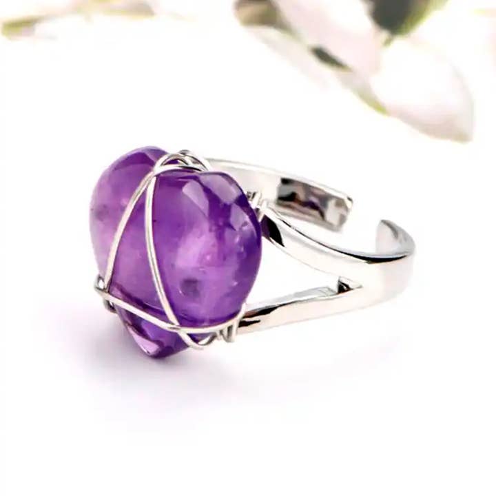 Anillos ajustables de corazón en latón chapado en plata de 1,6 cm para venta al por mayor de Artisans de Madagascar