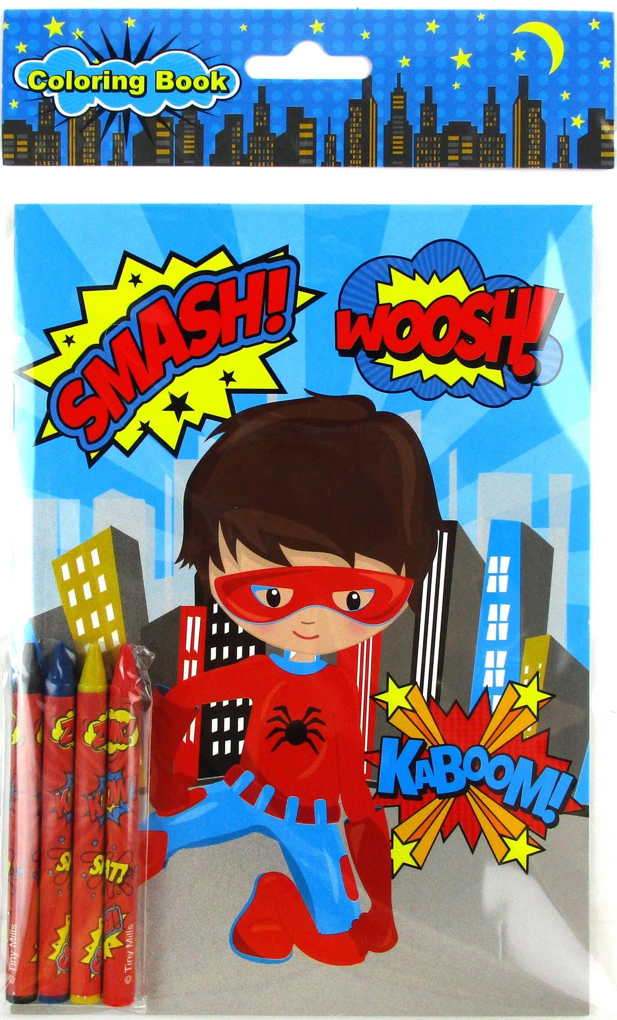 Tiny Mills - Vendita all'ingrosso Libro da colorare e attività - Bambini e neonati - Libri da colorare supereroi con pastelli bomboniere4
