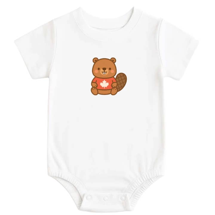 Graphic Onesie - Matt the Canadian Beaver for wholesale by Baby Nook