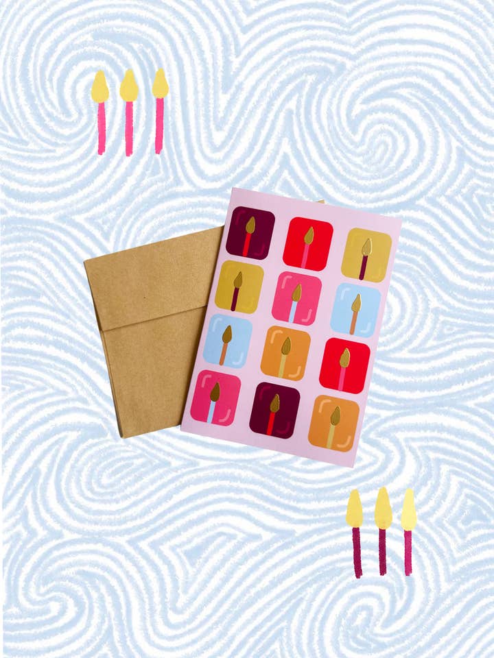 Tarjeta de felicitación de cumpleaños con velas en relieve dorado, 5 x 7 pulgadas para venta al por mayor de Into The Pages