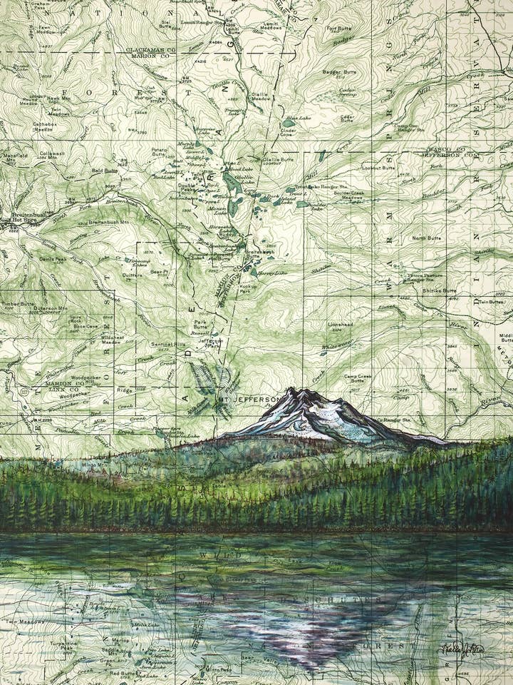 Mount Jefferson, Olallie Lake Fine Art Matted Print for wholesale by Final Switchback by Katie Jeanne Reim