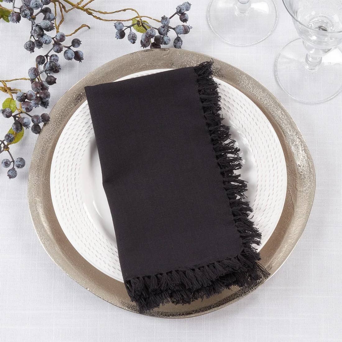 Fennco Styles - Wholesale Dinner & Cloth Napkin - Fringed 20" Cotton Dinner Napkin0