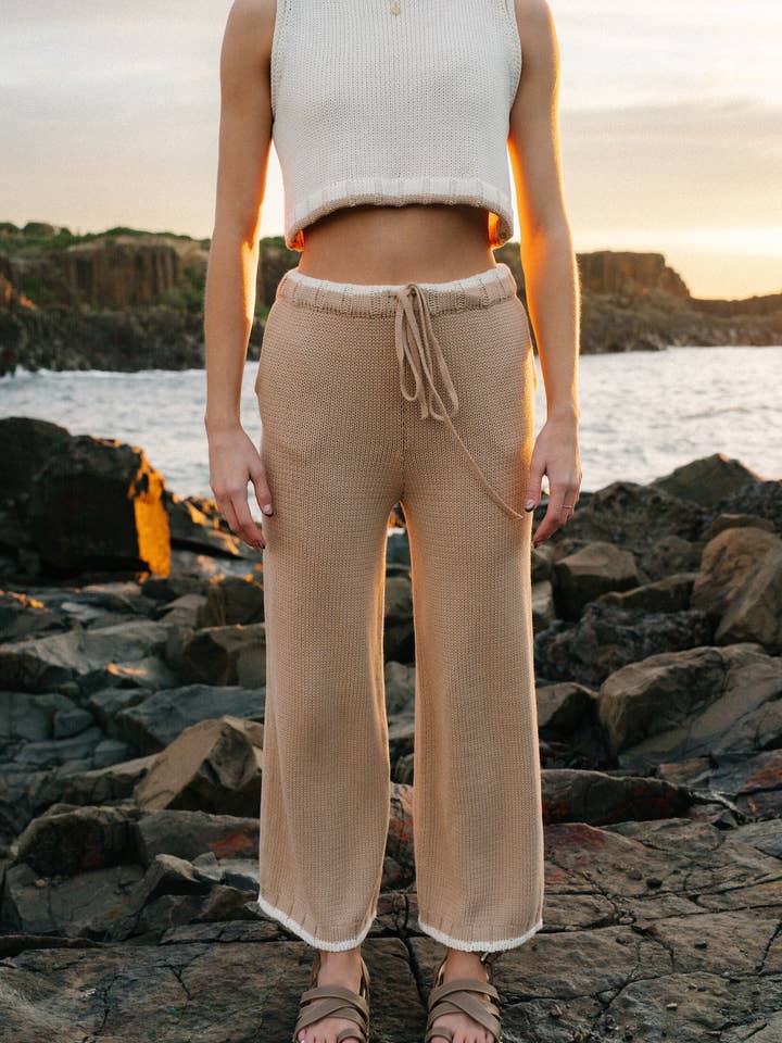 Malia The Label - Wholesale Pants – Women's - Emery Knit Pants - Sand1