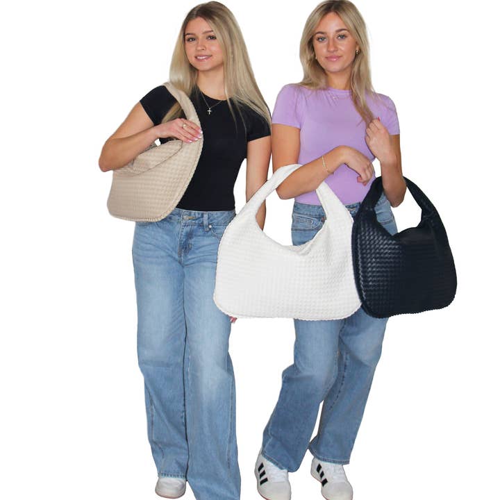 Lemonbella - Venta al por mayor Bolso con asas - Mujer - Bolso de Mano Tejido Donna Color Cervato