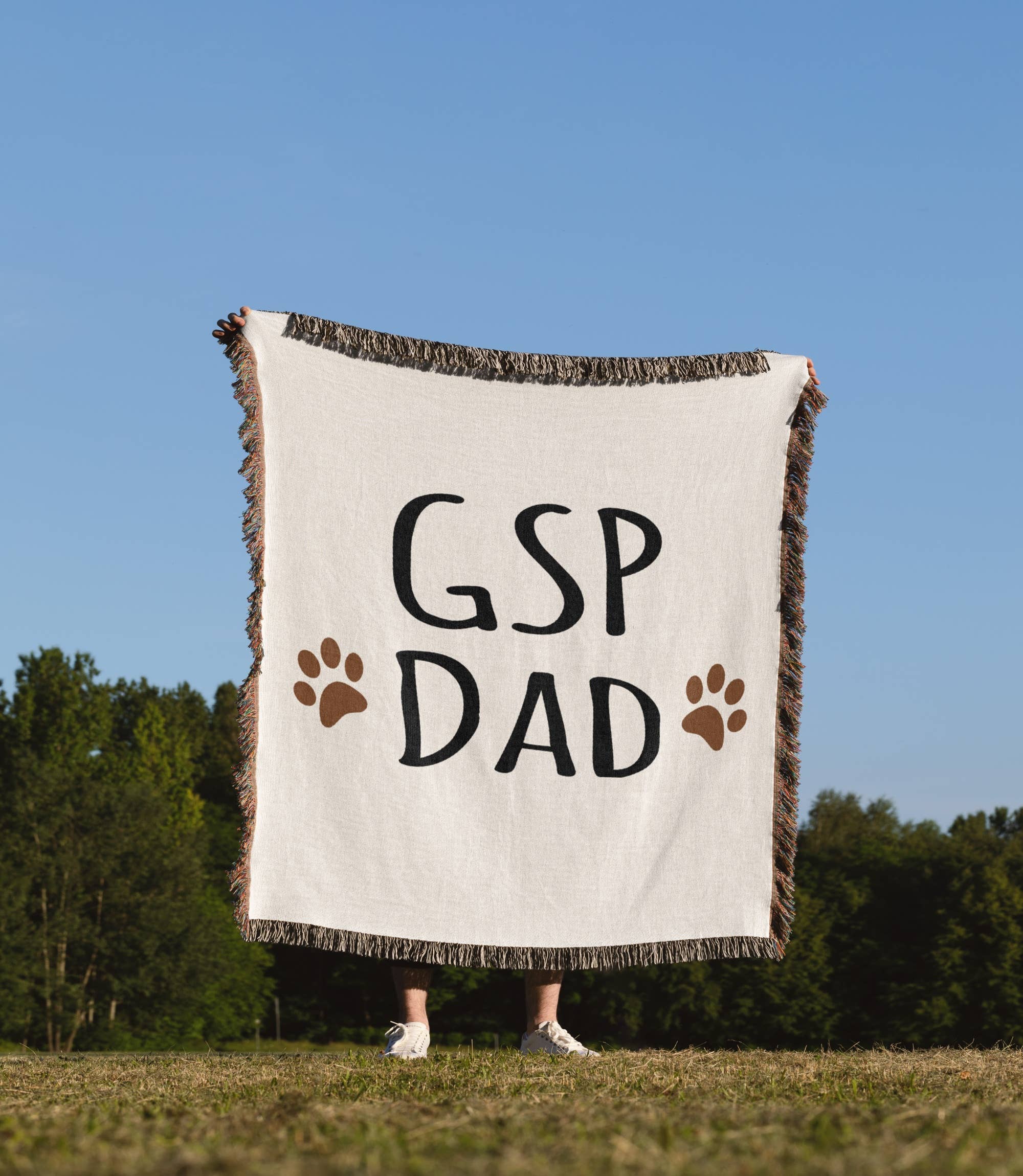 3dRose - Wholesale Throw Blanket - 3dRose, GSP Dog Dad - German Shorthaired Pointer - short-haired doggie by breed brown paw prints doggy love, Blanket1