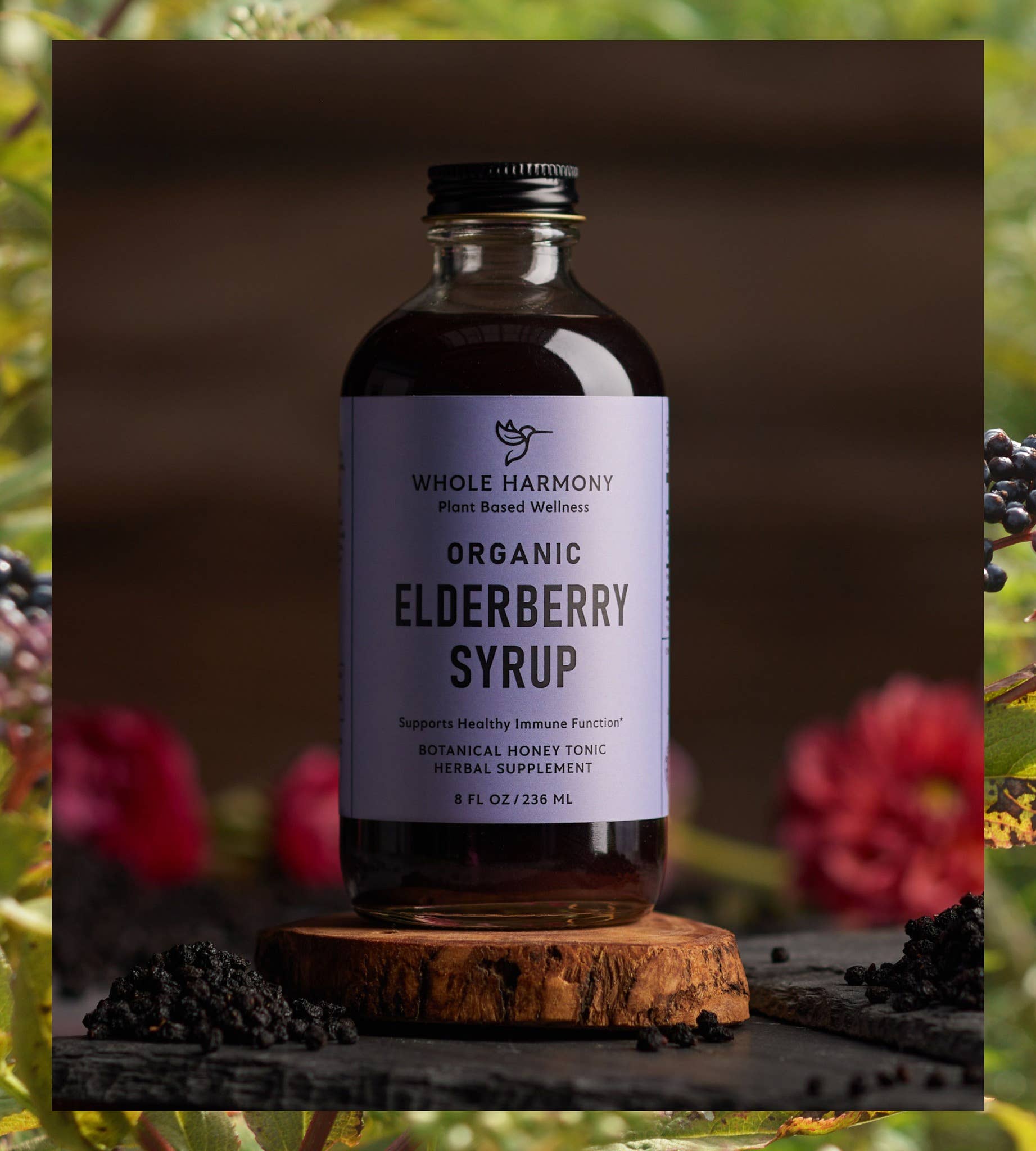 Whole Harmony - Wholesale Voedingssupplement/vitamine - Gecertificeerde BIOLOGISCHE vlierbessen siroop 8oz1