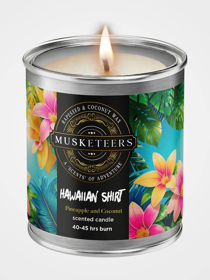 Chemise hawaïenne - Bougie ananas et noix de coco (Royaume-Uni) – Bougie parfumée de luxe tropicale pour la vente par Musketeers