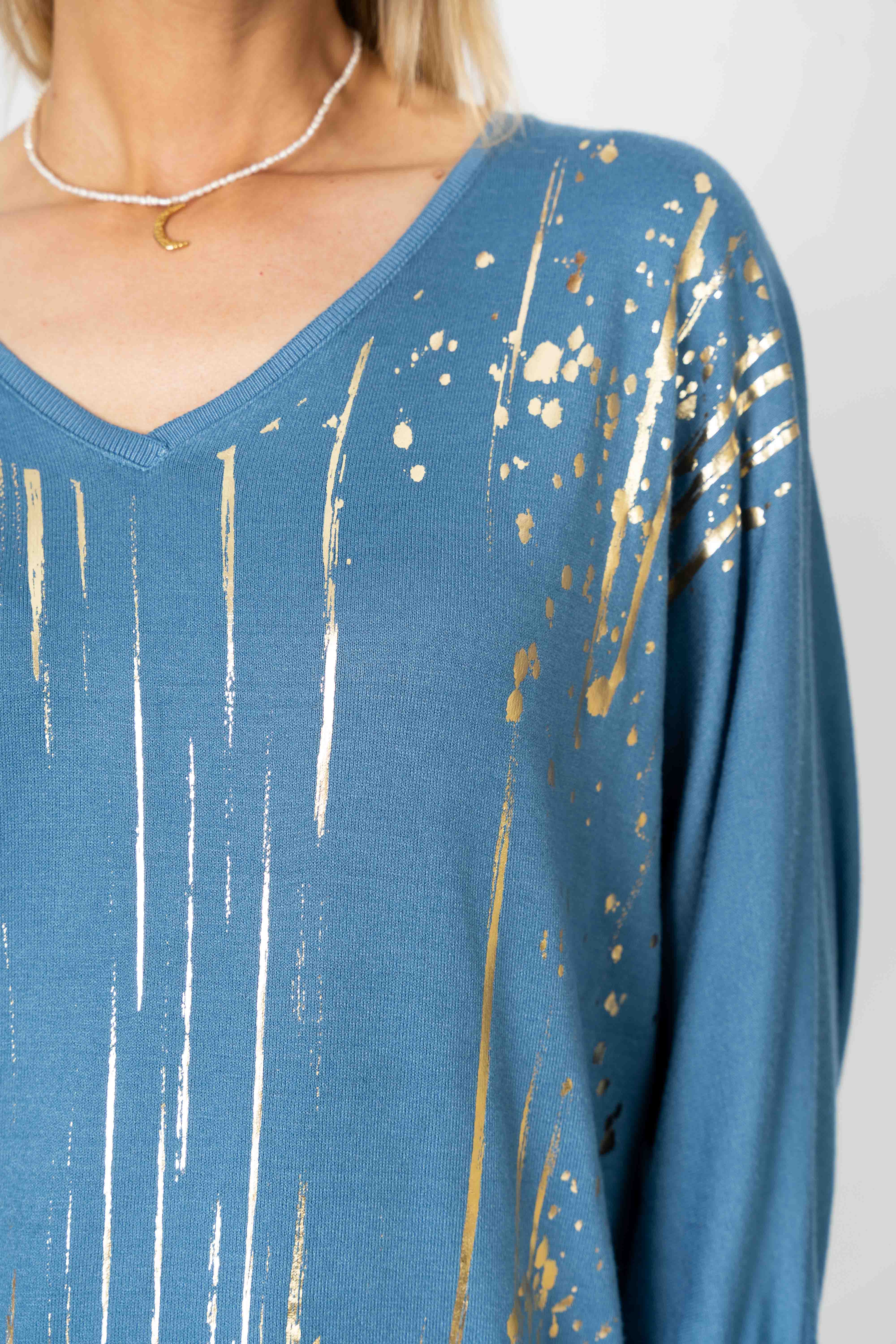 Look Mode Usa - Wholesale Knit Sweater - Women's - Gold Splatter Print Sweater4