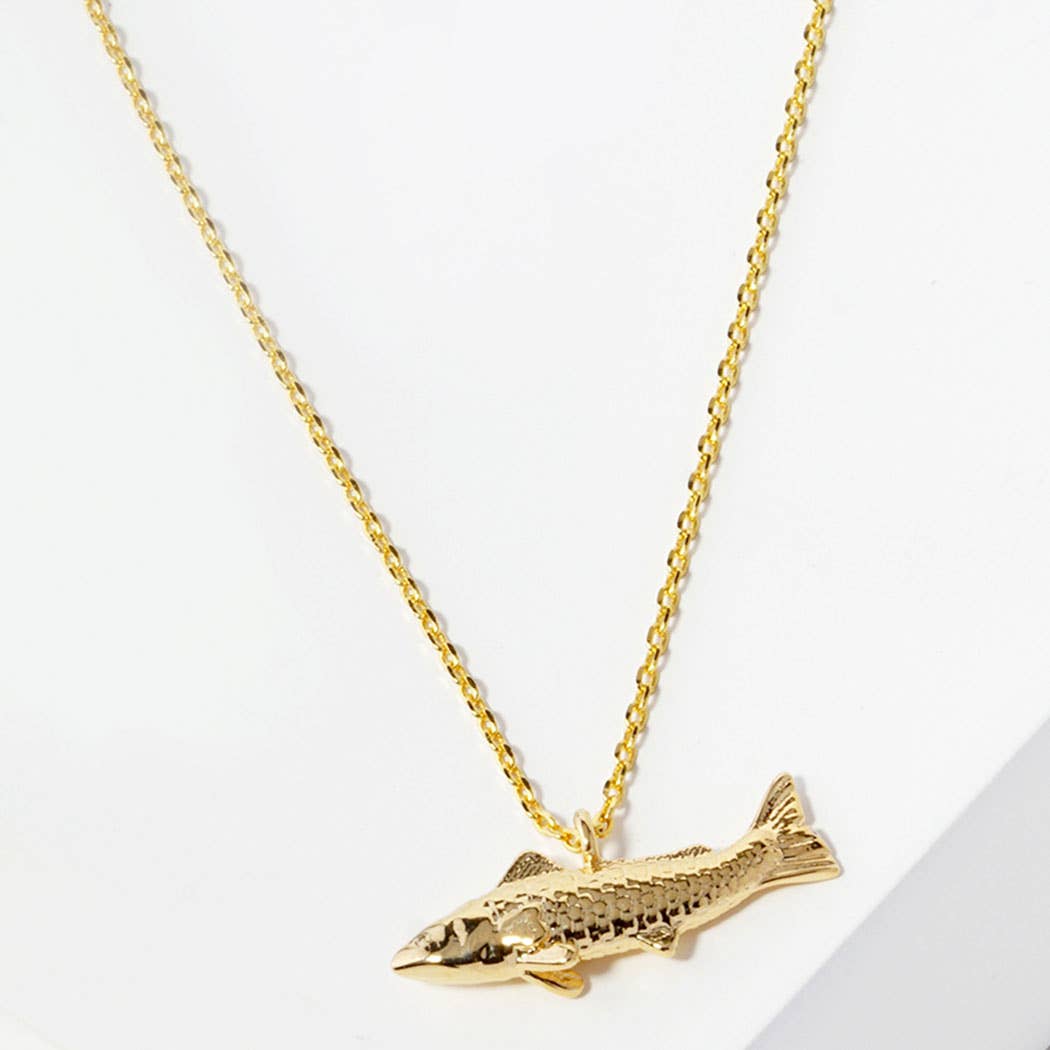Fashion City - Wholesale Pendant/Charm Necklace - 18K Gold White Gold Dipped Fish Necklace2
