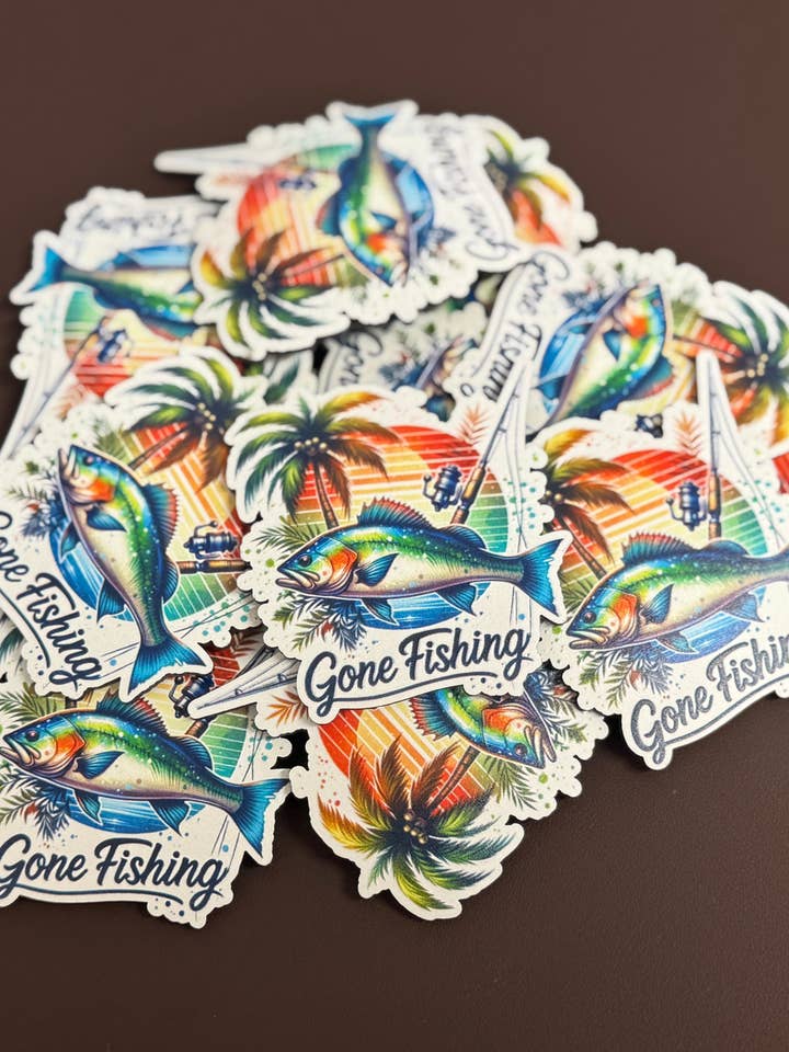 Gone Fishing UV Printed Patches for wholesale by Soda City Hat Co