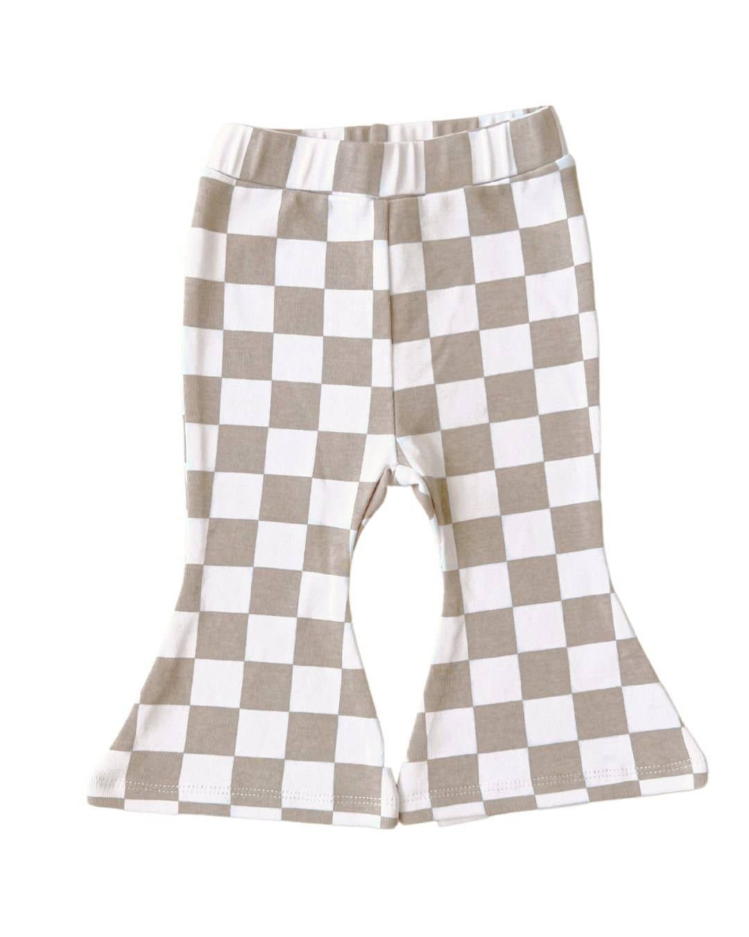 Lucky Panda Kids - Wholesale Pants - Baby - Checkered Flare Pants | Latte0