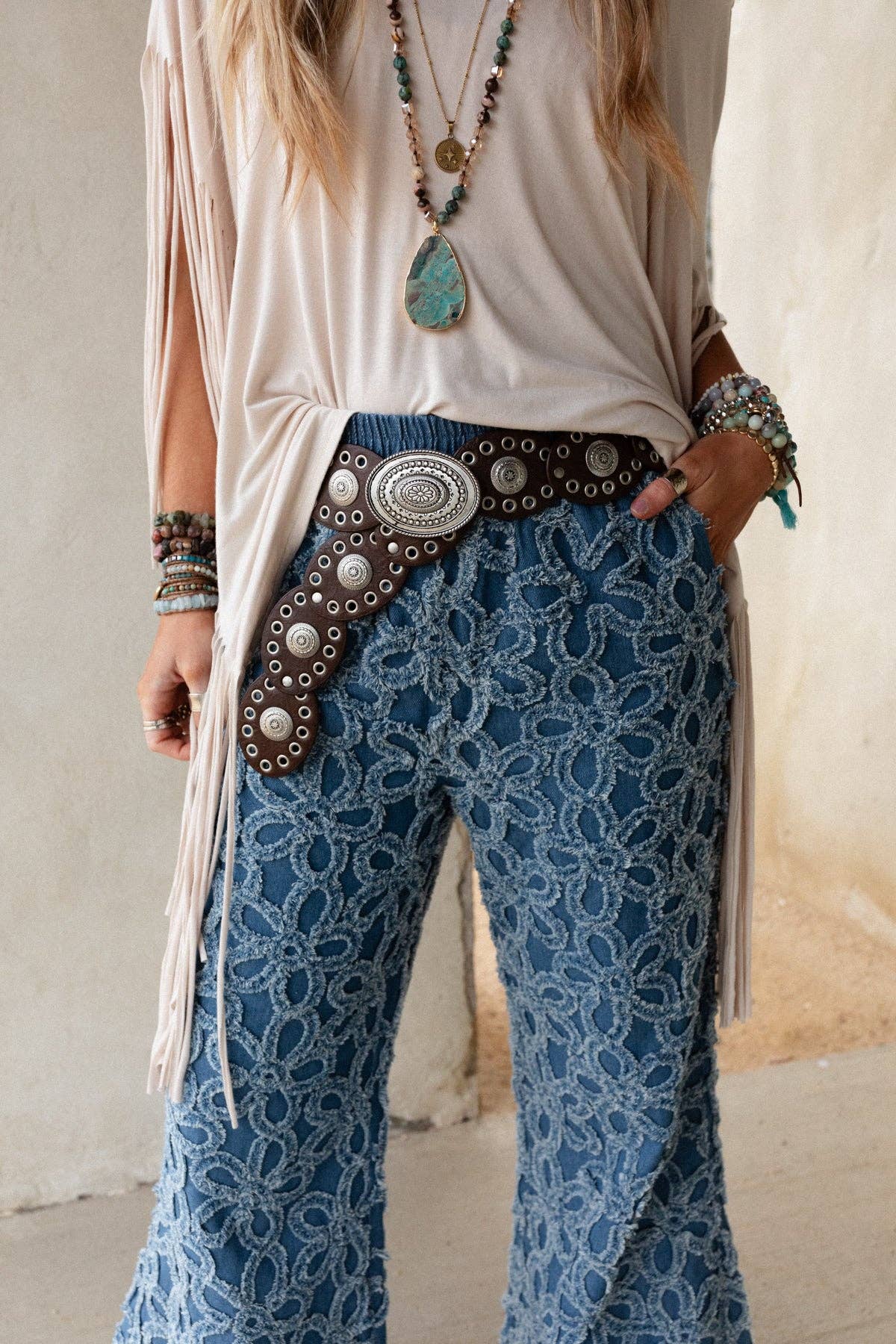 Onyx Oval Western Belt - Brown for wholesale on Faire