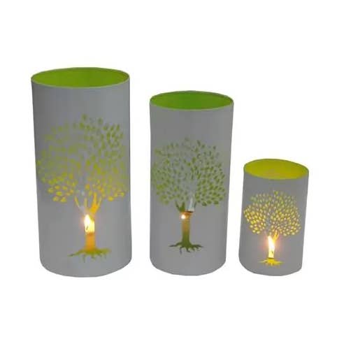Metal Tree Of Life Candle Holder Set Of 3 ( 29/25/15cms) Whi for wholesale by Eastern Trading