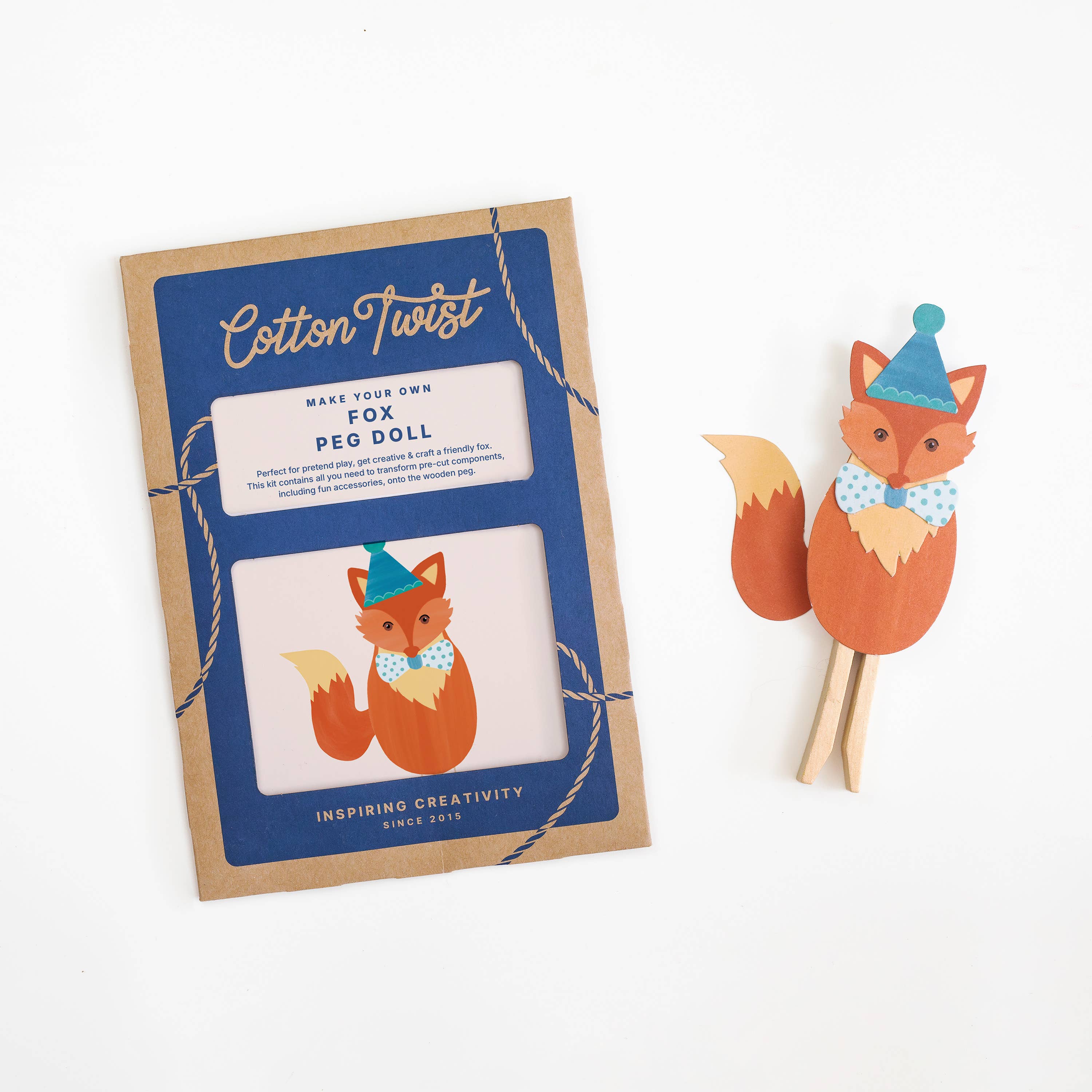 Cotton Twist (USA DUTIES PAID) – wholesale DIY-pysselkit - Barn – Gör din egen Fox Peg Doll Kit4