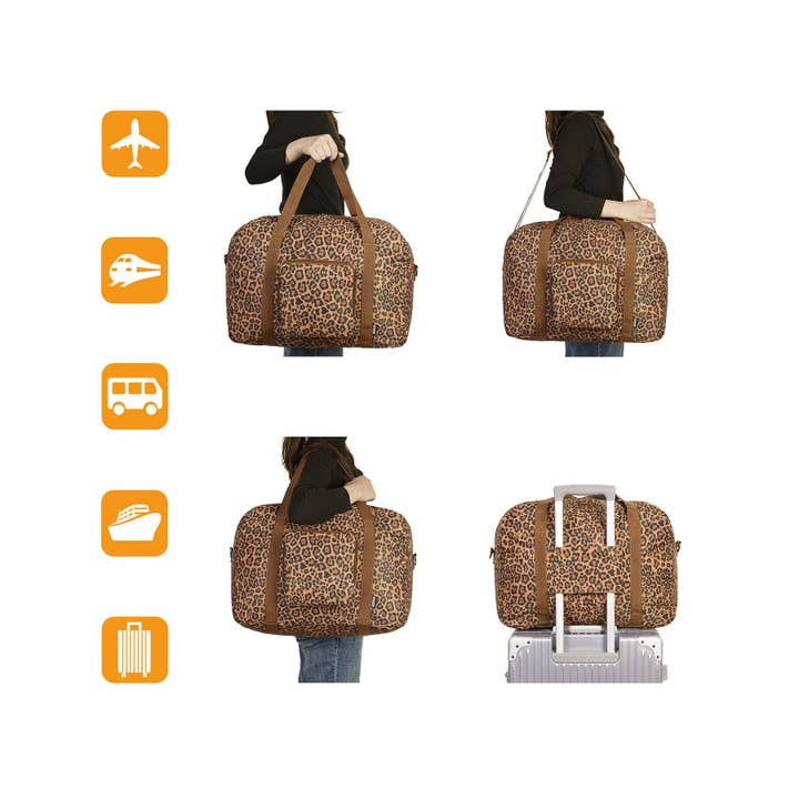 wandf - Wholesale Weekender Bag - Women's - WANDF Leopard Foldable Travel Duffel Carry on Weekender 40L4