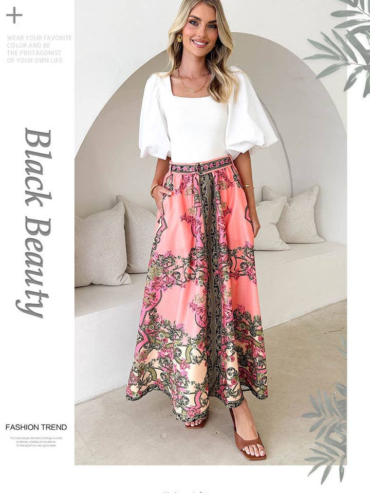 As Shown 2025 SpringSummer Bohemian Print Maxi Skirt for wholesale on Faire6
