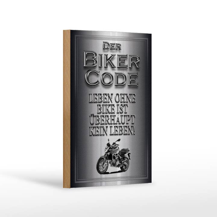 Holzschild Motorrad 12x18cm Biker Code leben ohne kein Leben für den Großhandel von Femer
