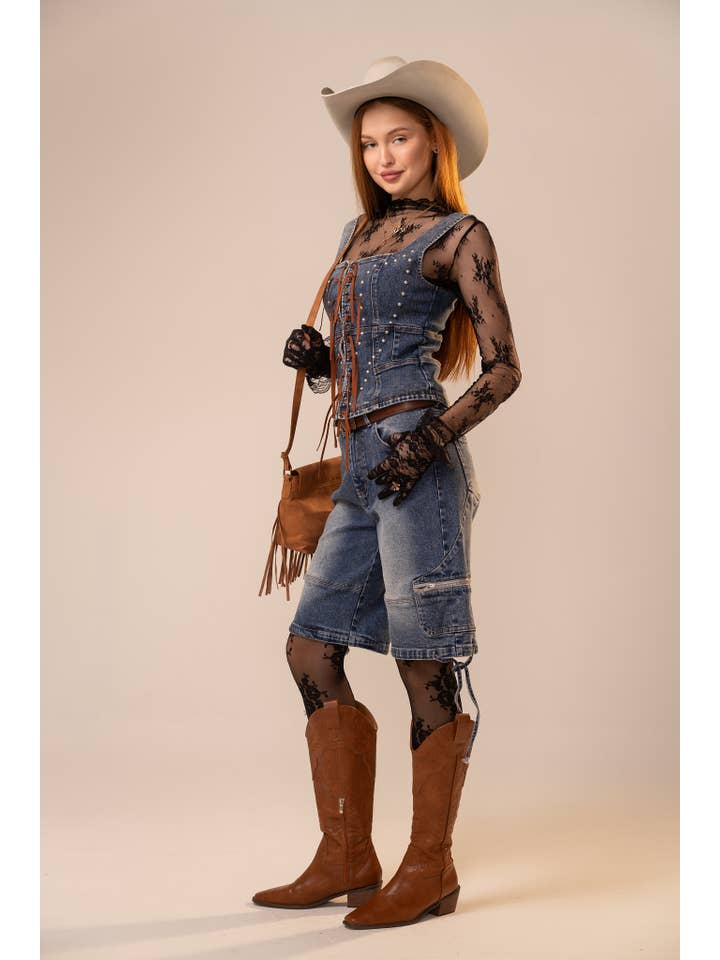 Blue B - Wholesale Outerwear Vest - Women's - 23712T Studded Fringe Denim Vest10