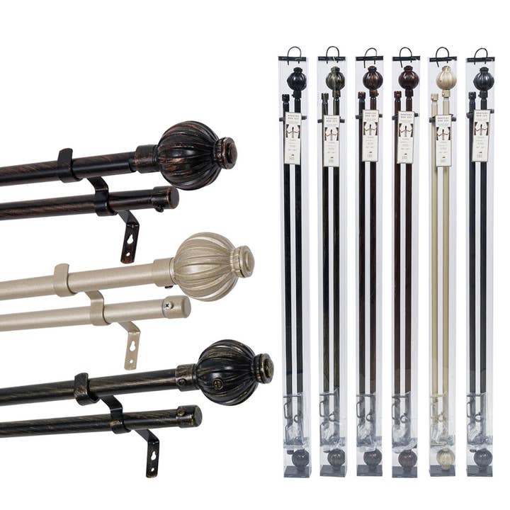 Deluxe Import Trading - Wholesale Curtain Rod - Elegant Home Collection Drapery Rod Set 48'' X84'' Style 4