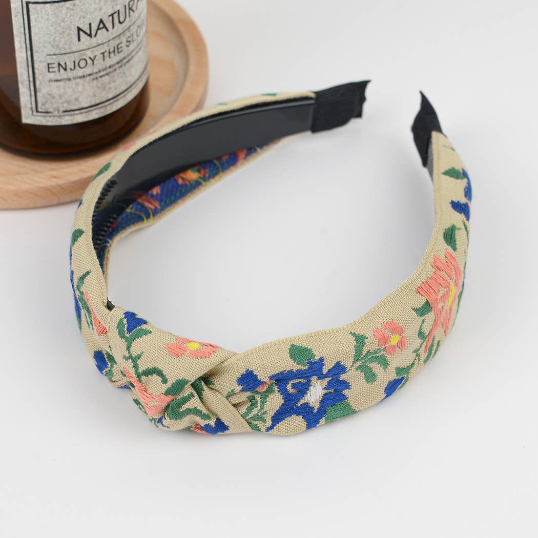 TheDivaSoap - Wholesale Fashion Headband - Women's - Boho Top Knot Embroidered Floral Headband0
