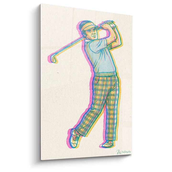 Vintage Golfer Canvas - Colorful Pop Art Style - Golf Edition for wholesale by Walensky