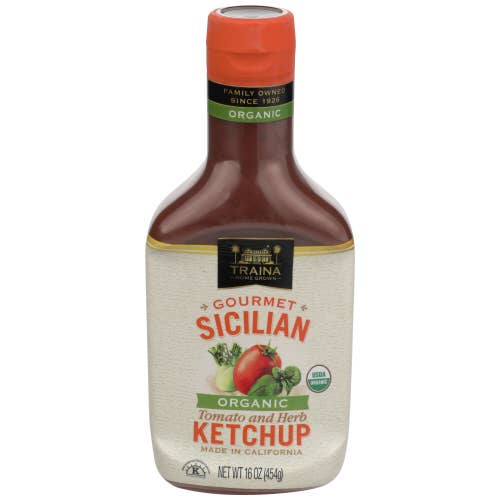 Traina Home Grown - Wholesale Ketchup - 6 pack of Gourmet Organic Sicilian Tomato and Herb Ketchup