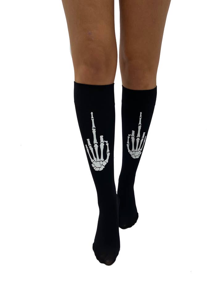 Chaussettes hautes jusqu'aux genoux avec motif doigt d'honneur - Liquidation pour la vente par Pamela Mann