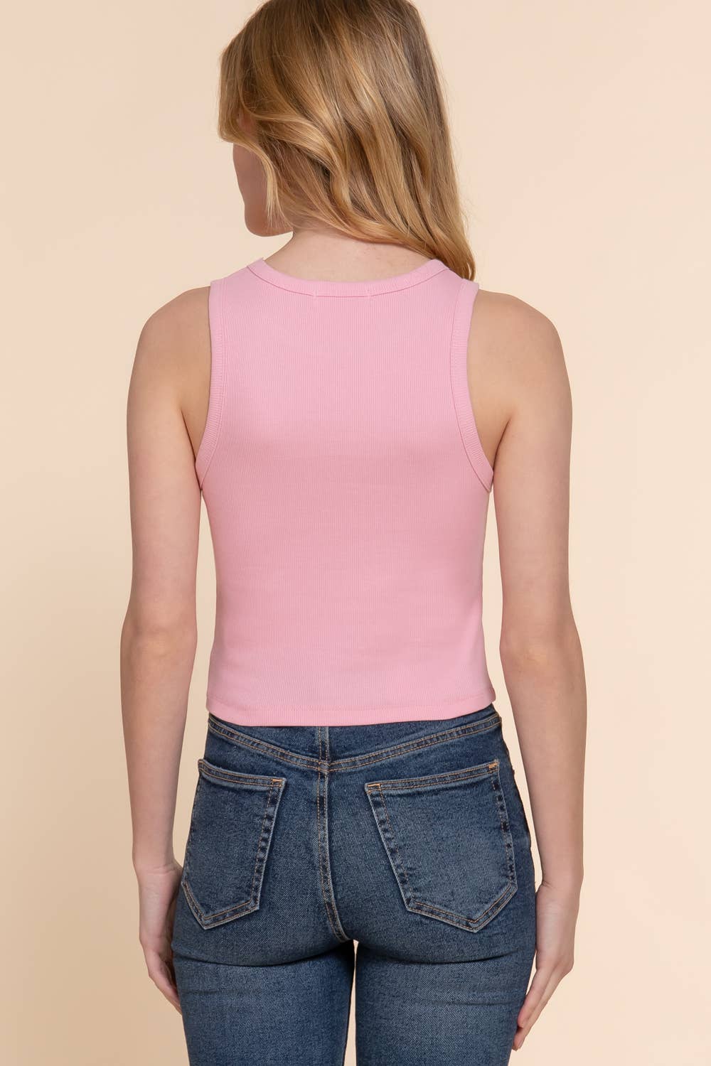 Active Basic | Active USA - Venta al por mayor Camiseta sin mangas - Mujer - Top sin mangas de punto acanalado de algodón y spandex con cuello redondo40