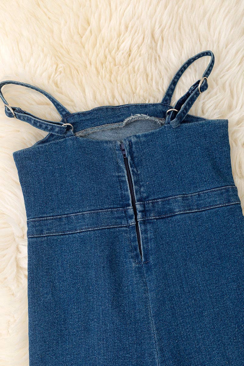 Kids Charm Online - Wholesale Jumpsuit - Kids - Cute dark blue denim jumpsuit with back zipper. PNG50704 jean5