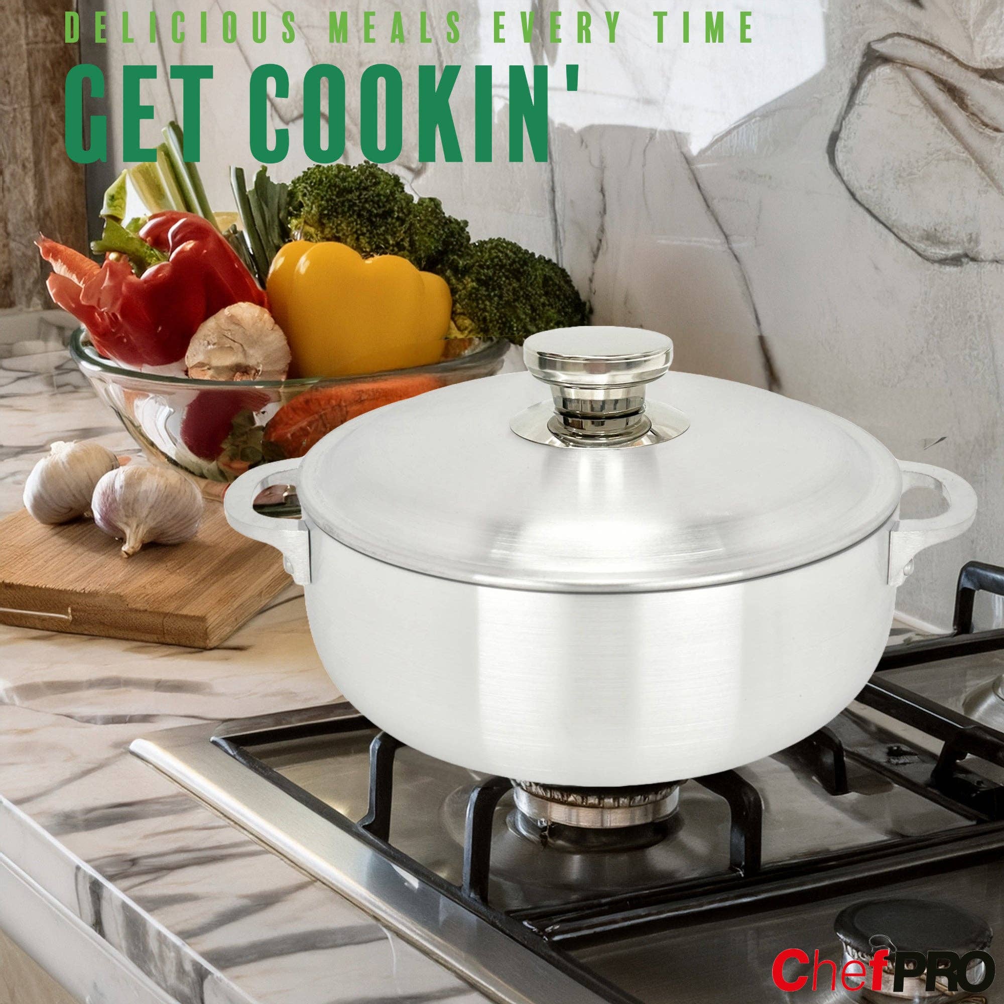 ShopBobbys – wholesale Cooking pot – Chef PRO Commercial Grade Aluminum Caldero Stock Pot, 5.1 Quarts2