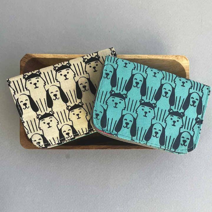Malia Designs - Wholesale Card Holder - Unisex - Canvas Card Holder - Mini Wallet - Dog Prints