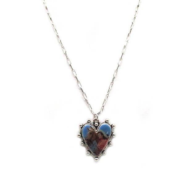 Western Theme Print Heart Necklace for wholesale by Snowing West