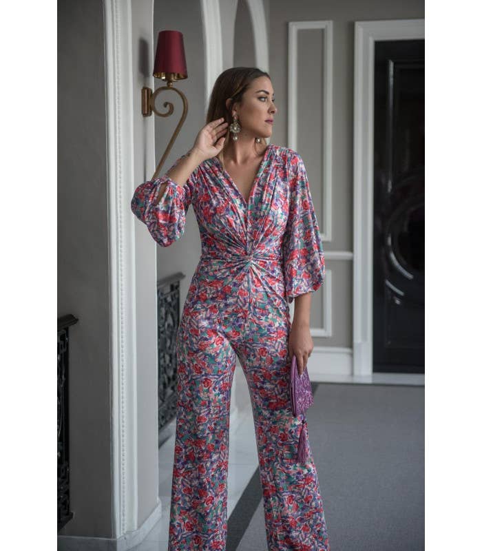  REF  KAHYRA NUDE CORAL WATERCOLOR JUMPSUIT for wholesale on Faire2