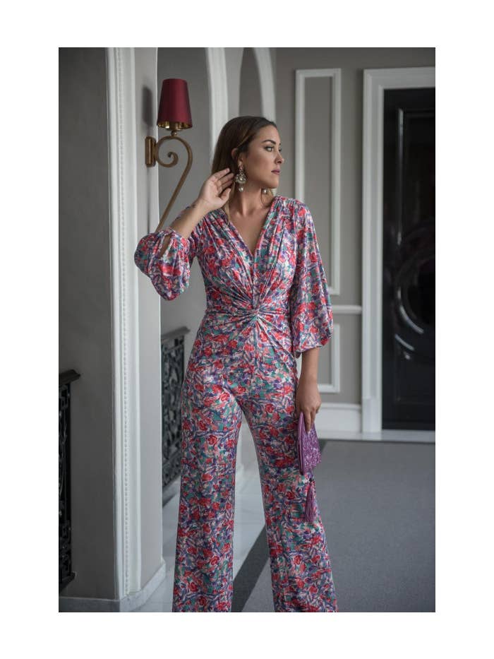 REF KAHYRA NUDE CORAL WATERCOLOR JUMPSUIT for wholesale on Faire2