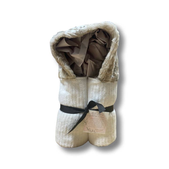 Razzle Baby – wholesale Handduk med huva - Barn och baby – Neutral leopard på vit handduk