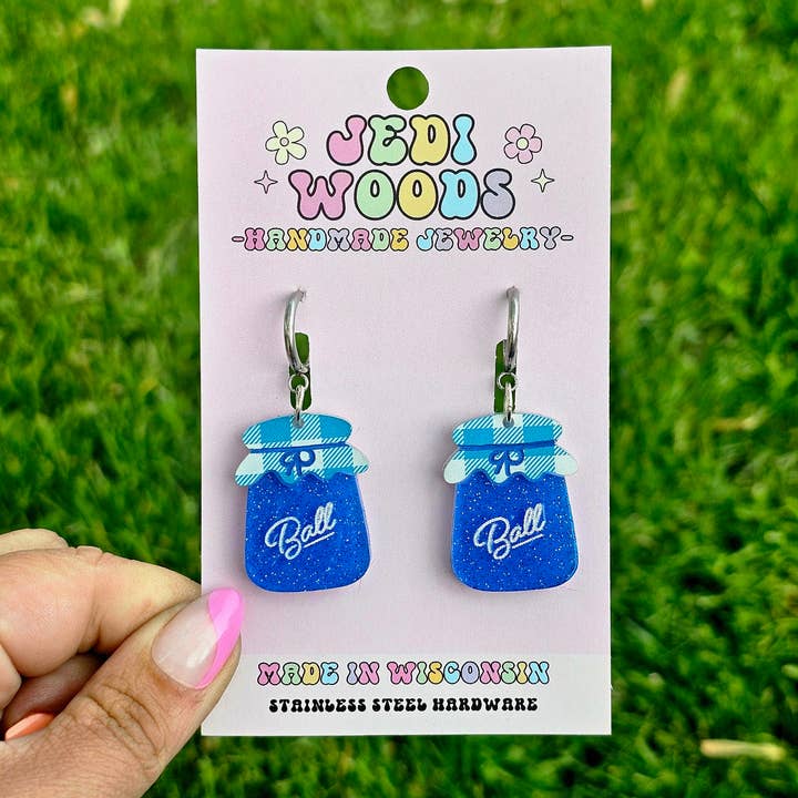 Jedi Woods LLC - Wholesale Dangle earrings - Blueberry Jam Jar Earrings - Gauge Friendly5