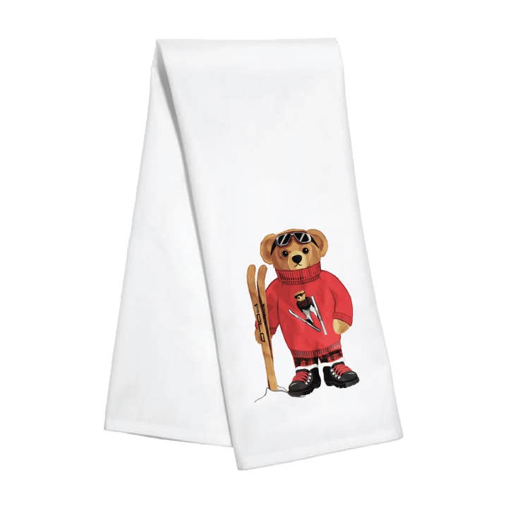 Kitchen Towel - Red Ski Bear for wholesale by Toss Designs