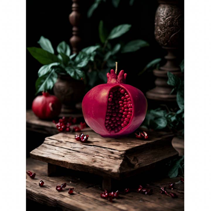 Beauty and the Moon - Wholesale Pillar Candle - Red Pomegranate Candle | Feminine Decor | Beeswax1