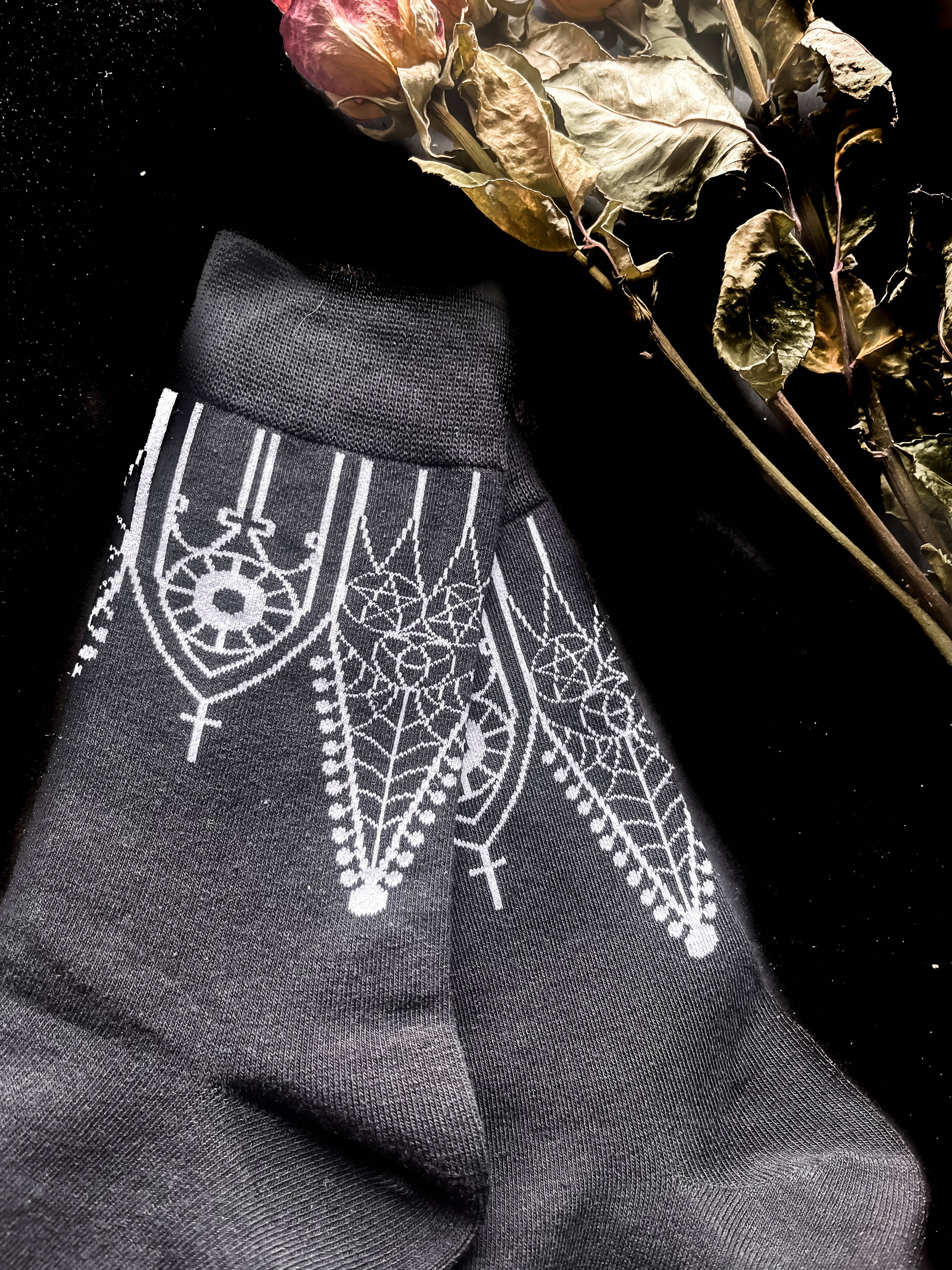 House of Hex - Wholesale Socks - Women's - Gothic Gables Socks | witch | goth | cathedral | dark4