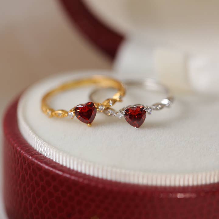 Sterling Silver Ruby Heart Ring for wholesale by happyzzzsu