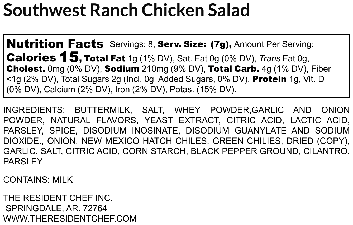 The Resident Chef - Wholesale Dried Spice Mix - Southwestern Ranch Chicken Salad1