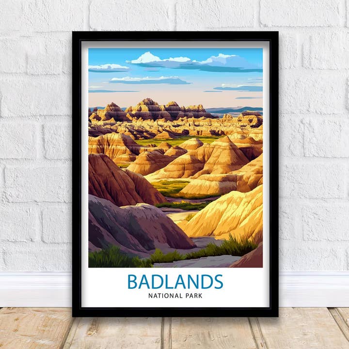 Badlands-Nationalpark South Dakota Reiseposter für den Großhandel von InkNPrintz